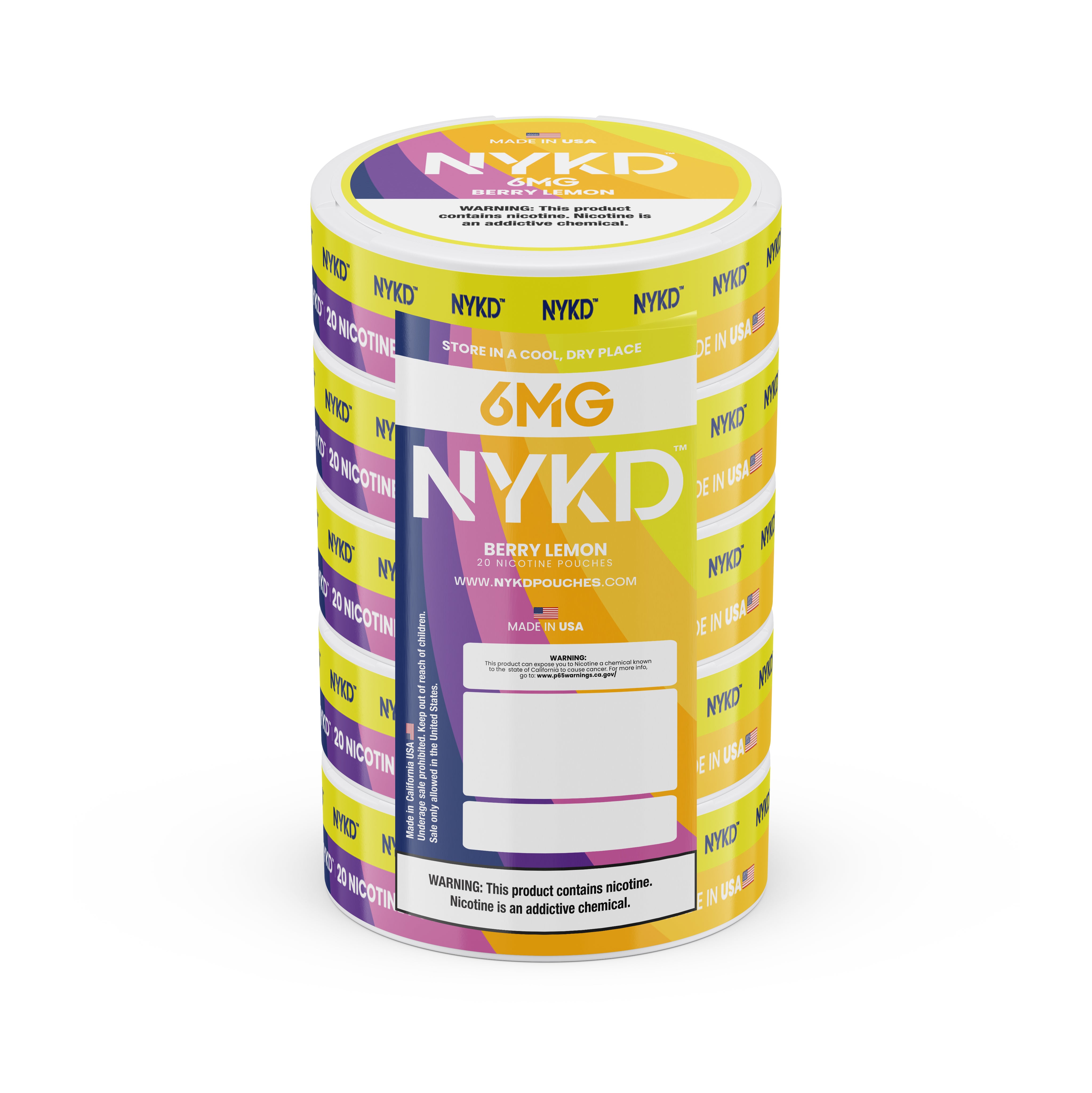 NKYD-6MG-BERRY-LEMON-ICE NYKD USA - Premium Nicotine Pouches - Berry Lemon | 5-Pack Sleeve - Image 1