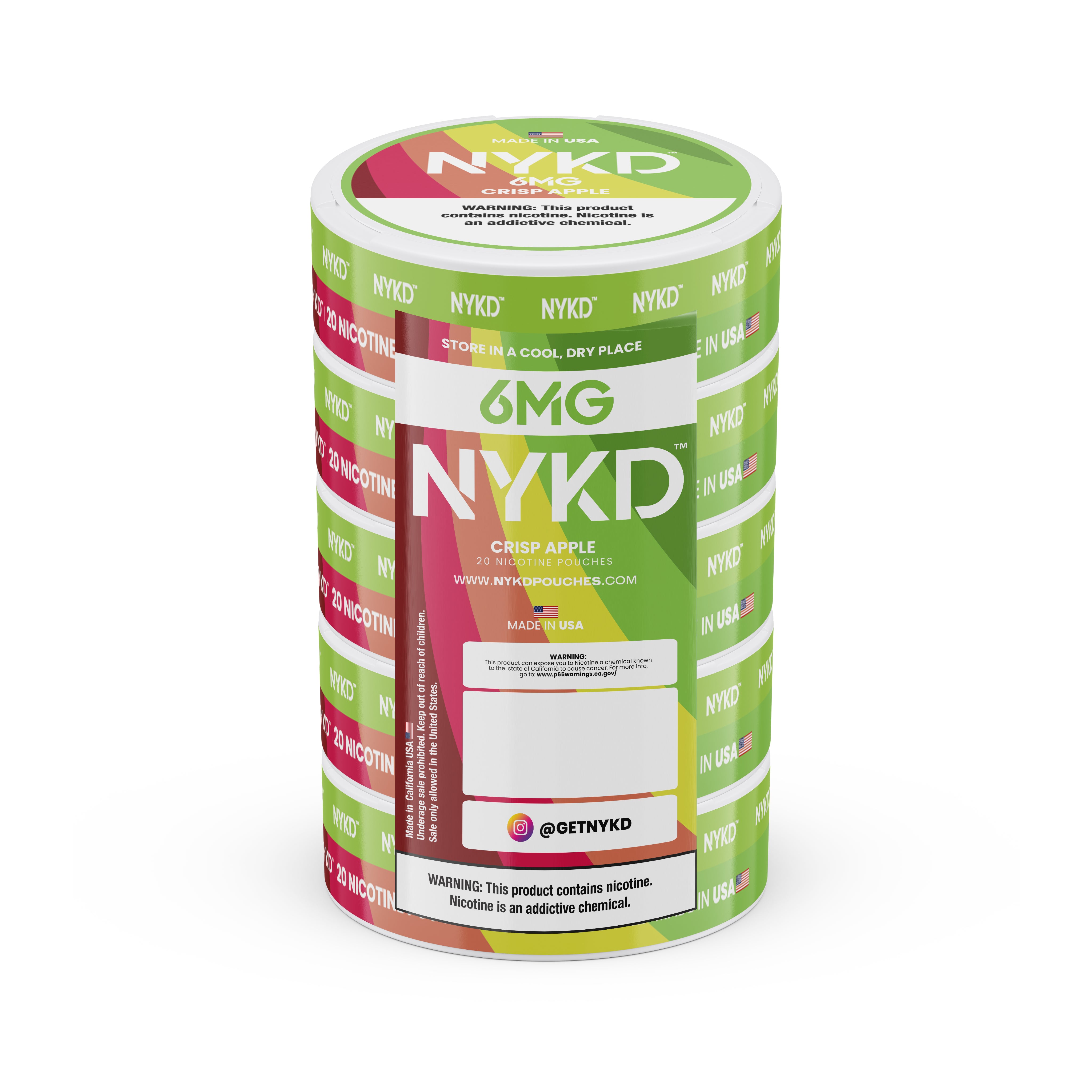 NKYD-6MG-CRISP-APPLE NYKD USA - Premium Nicotine Pouches - Crisp Apple | 5-Pack Sleeve - Image 1