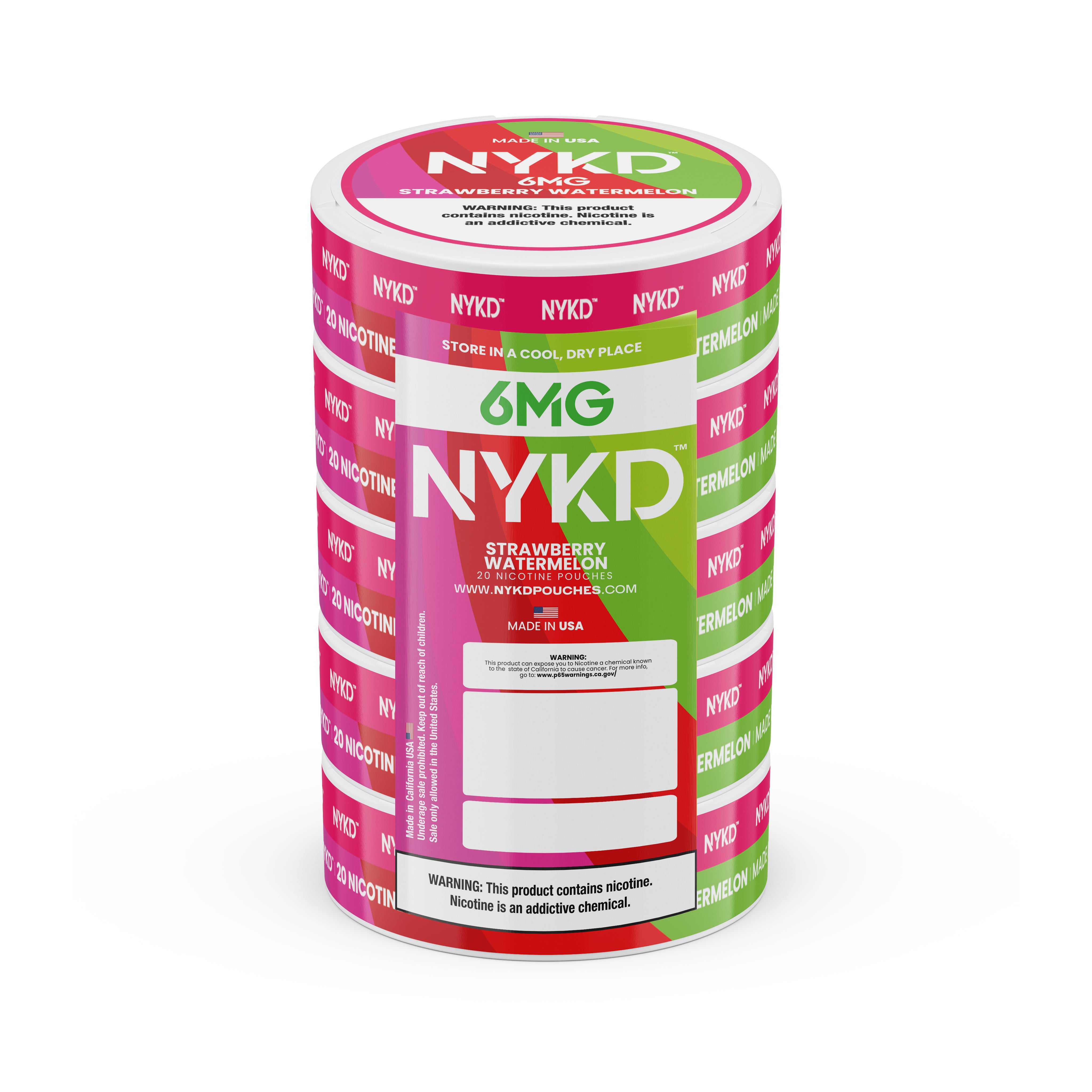 NKYD-6MG-STRAWBERRY-WATERMELON NYKD USA - Premium Nicotine Pouches - Strawberry Watermelon | 5-Pack Sleeve - Image 1